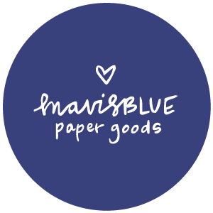 mavisBLUE paper goods logo