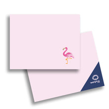 Load image into Gallery viewer, flat note card set flamingo (8 cards + envelopes)