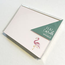 Load image into Gallery viewer, flat note card set flamingo (8 cards + envelopes)